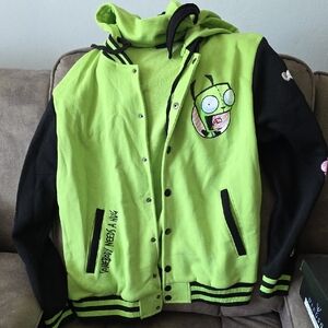 Green and Black Varsity Style Hoodie with Emblem